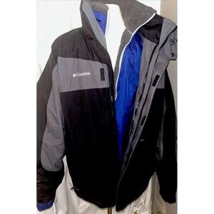 Columbia Interchange Jacket Waterproof  Two Piece  Men's Large Blue Black  EUC
